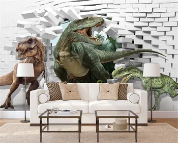 Vlastné Tapetu 3D Stereo Jurský Dinosaurov Rozbitie Steny detskej Izby, Spálne, TV joj nástennú maľbu Papier Peint