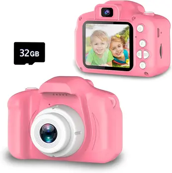 Upgrade Deti Selfie Fotoaparát,Narodeninové Darčeky pre Dievčatá Veku 3-9,HD Digitálne videokamery pre Batoľa,Prenosné Hračky pre Dievčatá s 32G