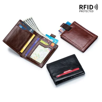 RFID Karty Majiteľa Peňaženky pre Mužov Kreditnej Karty, Peniaze Taška Kabelku Obchodné Muž pravej Kože Stiahnutie držiteľa Karty Slim Krátke Peňaženky