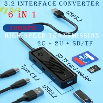IVR 6 V 1 3.2 USB+C Adaptér 10Gbps Vysoko-rýchlostný Prenos Rýchlosťou, Najsilnejší Prenosovej Rýchlosti V Celej Sieti 057/01