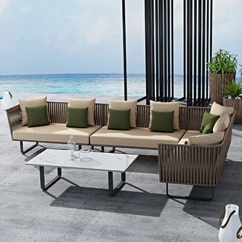Vonkajšie voľný čas ratanový sofa villa hotel tri osoby ratan stoličky vonkajšie slnečné svetlo izba nepremokavé pohovka kombinácia