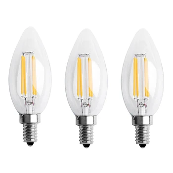 3X Stmievateľné E12 4W KLASU Plameň Sviečky Žiarovky LED Svetlo, Žiarovka, Žiarivka 10 X 3,5 Cm