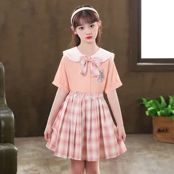 Krátke Školskú Uniformu pre Dospievajúce Dievčatá v Lete Fialové, Ružové Dievča Sukne Jk Sady Roztomilý Kostým Školáčky kórejský Sukne Dievčenské Šaty
