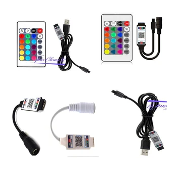 LED RGB Controller Aplikácie Smart Bluetooth-kompatibilné Radič, 24key IČ USB remote pre SMD 2835 3528 5050 RGB LED Pás Svetla