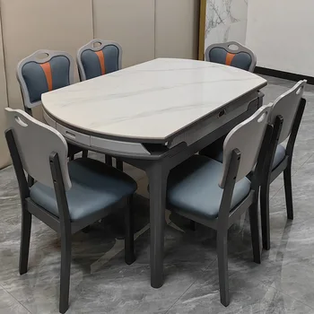 Moderný jednoduchý jedálenský stôl stoličky teleskopické skladanie domov jedálenský stôl jedáleň rock tanier jedálenský stôl zmes