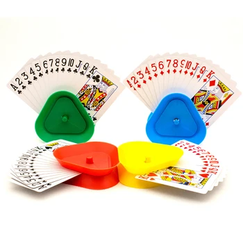 4pcs Hrá Držiteľa Karty Hands-Free Poker Karty Organizátor Trojuholník Tvarované Poker Stojan, Držiak Plastový pre Seniorov Deti Dospelých