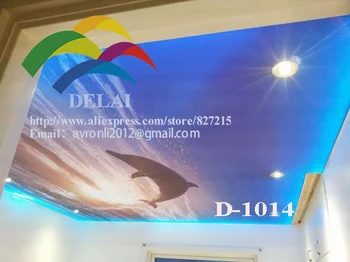 D-1014 Dolphin skákať z vody tlač strop film západ slnka s dolphin pvc, strop film