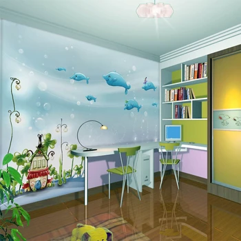 beibehang abstraktných de parede Prispôsobené detskej izby modrý oceán nástenná maľba chlapci a dievčatá spálňa tapety netkaných tapiet