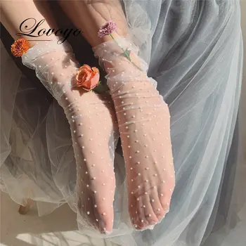 Žena Ponožky Letné 2023 Lolita Ponožky Dámske Sexy Čipka JK Ponožka Módne Voľné Priedušné Sieťované Pančuchy Princezná Tylu Ponožky