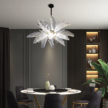 Moderný Sklenený Luster Tvorivé Leaf Design Led Prívesok, Lampy, Obývacia Izba Luxusné Dekorácie, Interiérové Osvetlenie Spálne Zariadenie