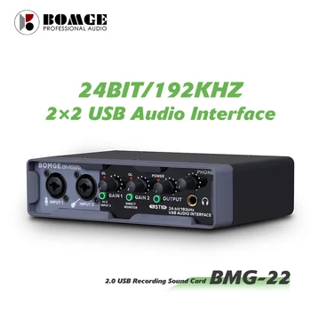 BOMGE USB Audio Rozhranie s XLR phantom power Priame Monitorovanie Loopback pre PC Nahrávanie Streaming Gitarista, Vokalista