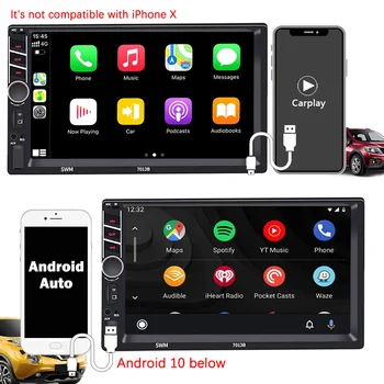 Carplay autorádia Android Auto 2 Din MP5 Prehrávač, Bluetooth Handsfree Hudbu USB 7