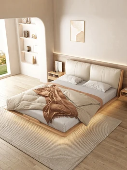 Masívneho dreva pozastavenie posteľ Nordic jednoduché 1,5 m log Japonský double majster posteľ 1.8 popola dreva nábytok tatami posteľ