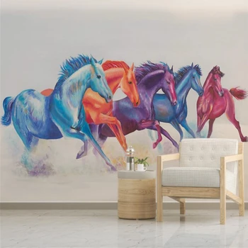 wellyu Vlastné rozsiahle nástenná maľba 3d tapeta ručne maľované farebné abstraktné kôň, TV joj, steny Pape de Porovnanie de Parato