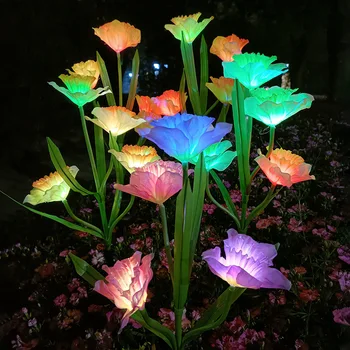 LED Svietidlo Vonkajšie Trávnik Nádvoria Záhrady, Balkón Dekorácie Slnečné Svetlo Atmosféru Daffodil Kvet Nepremokavé Žltá, Fialová