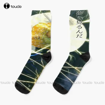 Zenitsu Agatsuma V5 Ponožky Pánske Novosti Ponožky Vianočný Darček Vlastné Unisex Dospelých Dospievajúcu Mládež Ponožky Ženy Muži 360° Digitálna Tlač