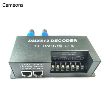 DMX512 Dekodér 4CH DC 12V-24V 4 Kanál RGBW DMX Decoder Radič pre RGBW 10A/CH 480W-960W Pre LED Pásy Svetla na Čítanie