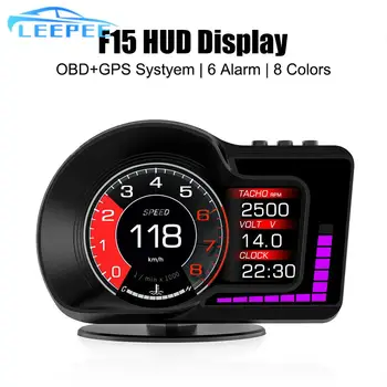 F15 Auto Head Up Display 6 Alarm Funkcie HUD Zrýchlenej skúške Rýchlomer OBD GPS Duálny Systém RPM Rozchod Elektronického Príslušenstva