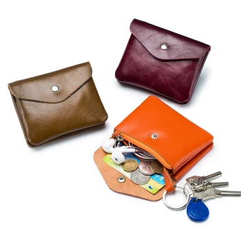 Nové kreatívne retro olej, vosk kožené peňaženky mini jednoduché Európsky a Americký štýl nula peňaženky karty taška malé mince taška