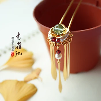 vintage pearl ručné zlatý strapec vlásenky vlasy palice, doplnky do Vlasov hanfu pokrývku hlavy do-up nástroje na vlasy buchta kimono COSPLAY
