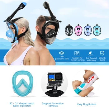 Šnorchlovanie Masky, Okuliare Oddelenie Dýchacie Trubice pod vodou Potápačské Okuliare Podporu pre GoPro Anti Fog Plávanie Príslušenstvo