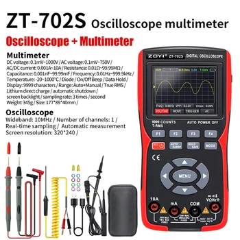 2 v 1 Digitálny Osciloskop Multimeter 48MSa/s Vzorkovacia frekvencia 10Mhz Pásma 9999 Počíta True RMS 2.8 palcový IPS Multimeter
