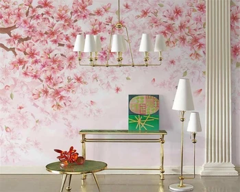 beibehang Vlastné Nordic ručne maľované vidieka romantický cherry blossom krytý pozadia, tapeta na stenu papiere domova