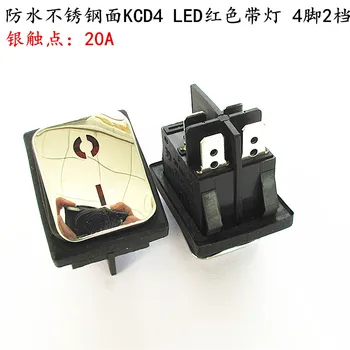 KCD4 nerezovej ocele povrch 4-pin nepremokavé loď prepínač s lampou strieborné kontakt vysoký prúd rocker, moc loď prepínač