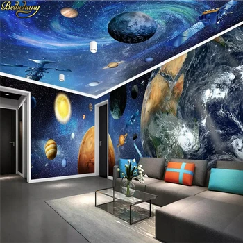 beibehang Vlastné 3D Stenu Papier nástenné Maľby Kozmického Galaxy Zemi foto Tapety Veľká nástenná maľba Na Obývacia Izba Gauč TV Pozadie podlahy