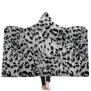 NOVÁ posteľná bielizeň Cartoon Leopard tlač Mikrovlákna s Kapucňou Deka pre Deti, Dospelých Dievčatá Kvetinový Nositeľné Deka 150x200cm