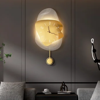 Svetlo Luxusné Nástenné Hodiny Lampa Moderný Minimalistický Obývacia Izba Dekorácie V Domácnosti Módne Nástenné Hodiny