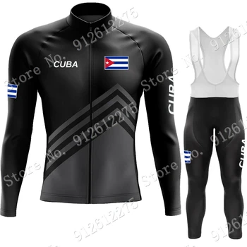 Kuba Národný Tím 2023 Cyklistika Dres Nastaviť Cyklistické Oblečenie Suit Mens Dlho Rukáv MTB Bike Cestnej Nohavice s Náprsenkou Ropa Ciclismo