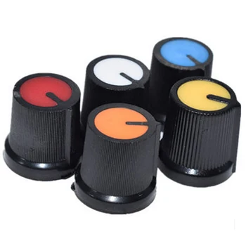 5 ks 6 mm AG3 Gombík Čiapky Červená/Modrá/Zelená/Biela/Žltá/Oranžová Hriadeľ Rebrovaný Grip Control Nastavenie Hlasitosti WH148 Potenciometer Gombíky