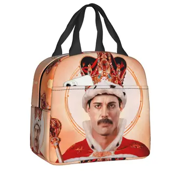 Freddie Mercury Izolované Obed Taška pre Ženy Prenosné Tepelné Chladnejšie Rockovej Kapely Queen Lunch Box Práce Školy Piknik Jedlo Tašky
