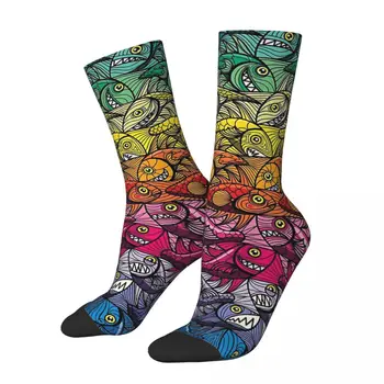 Vtipné Blázon Ponožky pre Mužov Escher Ryby Hip Hop Harajuku Tichom Vzor bezošvá Vytlačené Chlapci Posádky Ponožky Bežné Darček