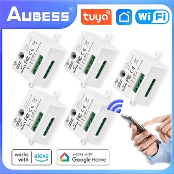 Aubess Smart Switch RF/RF433 + WiFi Dual Control Tuya Jeden kábel Inteligentný Prepínač AC 220V Smart zapne-vypne Zariadenie 3 Gang