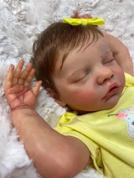 NPK 45 CM reborn premie dieťa novorodenec bábika TwinB sweet baby girl v žltých šatách podrobné ručné maľovanie reálne mäkké bábiky
