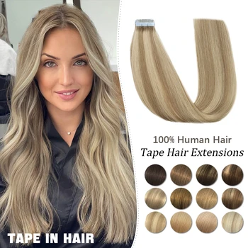 24 inch Bezšvíkové 100% pravé Ľudské Vlasy Páska Na predlžovanie Vlasov Ľudské Vlasy, Pokožku Útku Prírodné Neviditeľné Slik Rovné Salón Kvality