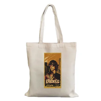 The Strokes, Pop Rock Harajuku módne grafické Plátno Shopper Taška Taška cez Rameno študent taška Opakovane žien plátno nákupní taška