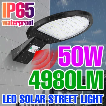 50W LED Solárne Svetlo Vonkajšie Pouličné Lampy IP65 Vodeodolný PIR Snímač Pohybu Záhradné Svetlo Napájané Slnečného svetla LED Vonkajšie Solárne Lampy