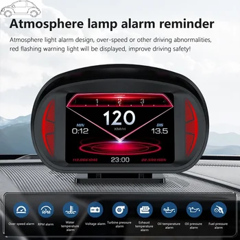 Bezpečnostný Alarm P2 HUD Inclinometer OBD2 GPS Tachometer na Rýchlosti Alarm, Brzdový Test Auto Head Up Display