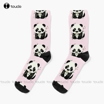 Panda Ponožky Ružová Futbal Ponožky Vianoce, Nový Rok, Darček 360° Digitálna Tlač, Personalizované Vlastné Unisex Dospelých Dospievajúcu Mládež Ponožky