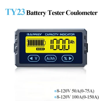 TY23 Batérie Tester Coulometer 8-120V 50A/100A Kapacita Batérie Indikátor Napätia, Voltmeter Súčasné Kapacity Detektora