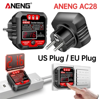 ANENG AC28 Digitálna Zásuvka Tester US/EU Plug Polarita Fáze Pheck Detektor Napätia Tester Multi-function Electroscope ANENG AC27