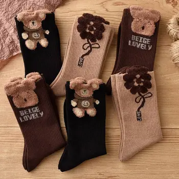 Kawaii Roztomilé Ponožky Krásne kórejský Štýl Ponožky Pre Dievčatá Plyšový Medveď Pančuchy Jeseň Zima Žena Pančuchy 1Pair