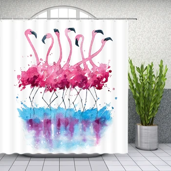 Letné Flamingo Sprchový Záves Rastlín Ružový Kvet Perie Pláži 3D Tlač Nepremokavé Vaňa Obrazovke Záclony Kúpeľňa Decor Letné Flamingo Sprchový Záves Rastlín Ružový Kvet Perie Pláži 3D Tlač Nepremokavé Vaňa Obrazovke Záclony Kúpeľňa Decor 1