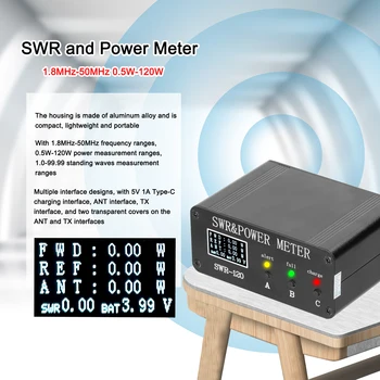 1.8 MHz-50MHz 0,5 W-120W Krátke Vlny SWR a Výkon Watt Meter Čínsky anglické Menu Prepínateľné Typ-C Nabíjania Rozhranie 1.8 MHz-50MHz 0,5 W-120W Krátke Vlny SWR a Výkon Watt Meter Čínsky anglické Menu Prepínateľné Typ-C Nabíjania Rozhranie 4
