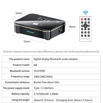 NFC Bluetooth 5.0 Vysielač, Prijímač, 3,5 mm RCA Koaxiálny Optický TF/U Diskov Play/IR Ovládanie LED Bezdrôtového Audio Adaptér Pre TV, PC NFC Bluetooth 5.0 Vysielač, Prijímač, 3,5 mm RCA Koaxiálny Optický TF/U Diskov Play/IR Ovládanie LED Bezdrôtového Audio Adaptér Pre TV, PC 4