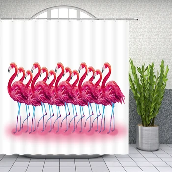 Letné Flamingo Sprchový Záves Rastlín Ružový Kvet Perie Pláži 3D Tlač Nepremokavé Vaňa Obrazovke Záclony Kúpeľňa Decor Letné Flamingo Sprchový Záves Rastlín Ružový Kvet Perie Pláži 3D Tlač Nepremokavé Vaňa Obrazovke Záclony Kúpeľňa Decor 5